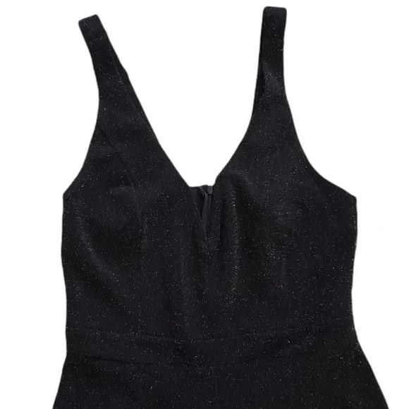 Lisa & Lucy Black Metallic Shimmer Wide Leg Jumpsuit S - Picture 3 of 7